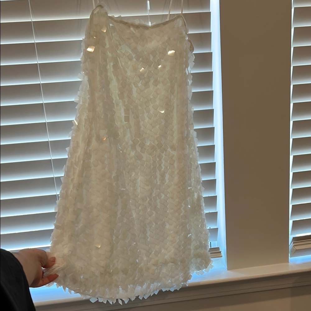 Cream A-Line Knee-Length Skirt with Sequins for Cocktail bag included